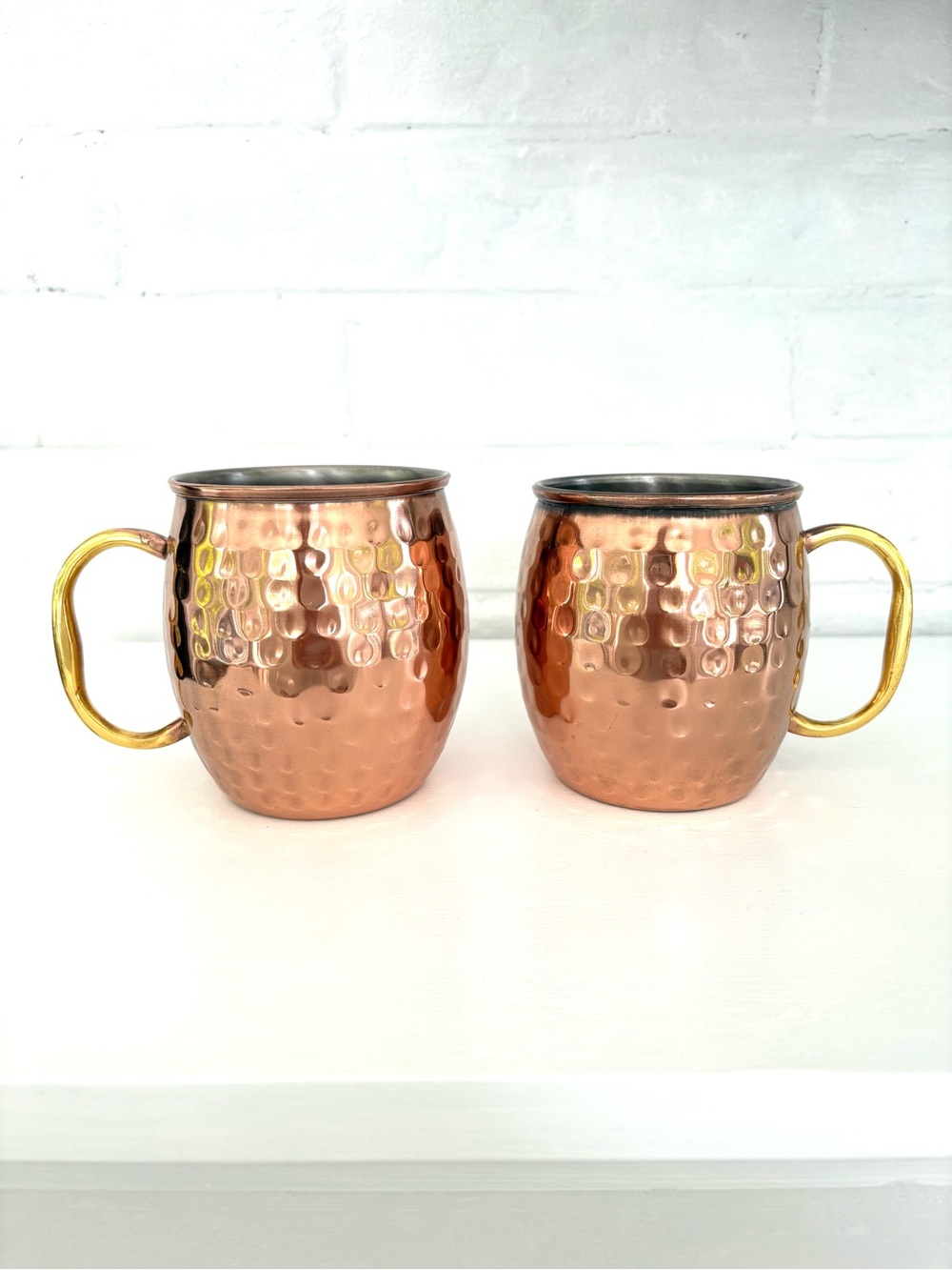 Godinger Hammered Copper Moscow Mule Mug Set with Gold Tone Brass Handles